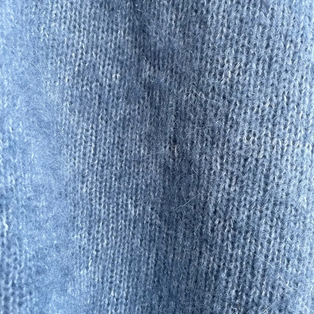 SEZANE Blue Mohair Wool Balloon Sleeve Oversized Mia V Neck Cardigan Sweater - Picture 13 of 16